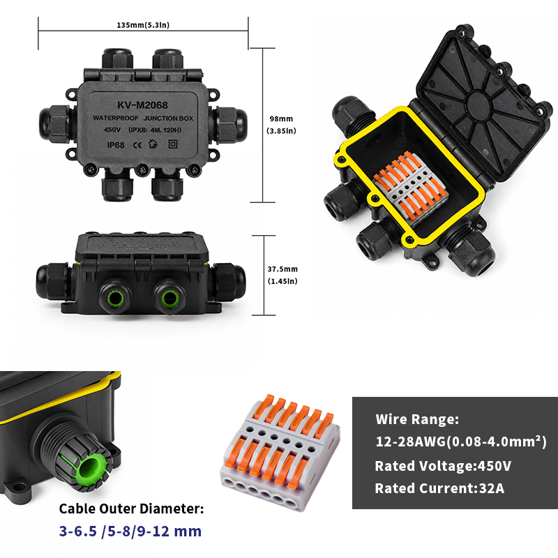 IP68 Waterproof Junction Box 2 - Cable Gland Waterproof 评论和价格